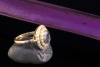 750 Gold Ring mit SAPHIR & rundum Brillanten Gelbgold 