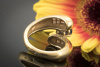 Imposant schwungvoller Saphir Ring mit Baguette Diamanten in Gelbgold 750 