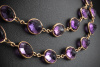 Lange Collier Kette 90cm mit oval facettierten Amethysten 750er Gelbgold 