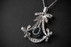 Eleganter Aquamarin Anhänger mit Brillanten an Collier Kette 585er Weißgold 