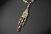 Art Deco Collier Florales Design Farbedelsteine Diamanten Weißgold 585 