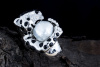 Panther Ring mit Onyx Perle und Brillanten in 750er Weißgold Tier Motiv 