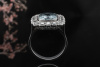 Art deco Ring Aquamarin mit Diamanten Rechteckige Arbeit in Weißgold 585 