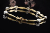 Bicolor Diamant Armband mit 7 Brillanten 750er Gelbgold Weißgold Arbeit 