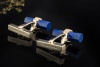Manschettenknöpfe Tiffany & Co. T-Bar mit Lapislazuli in 750er Gelbgold 