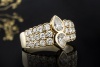 Ring Diamant Tropfen und Brillanten Detailverliebte Gelbgold Handarbeit 