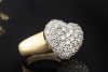 Herz Ring mit Diamanten Goldschmiedearbeit in 750er Gelbgold Weißgold 
