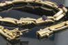 Designer Schmuckset Collier Kette Armband MASSIV 750 Gelbgold Brillanten Amethyste 