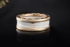 BVLGARI B.zero1 2-Band Ring Weiße Keramik und 750er Roségold Größe 61 