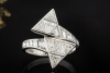 Exklusiver Designer Ring Dreiecke mit Diamanten Handarbeit Weißgold 750 