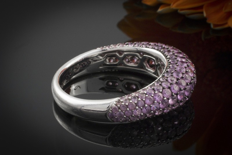 DESIGNER Ring mit VIOLETTEN SAPHIREN in 750er Weißgold Gold Größe 67 