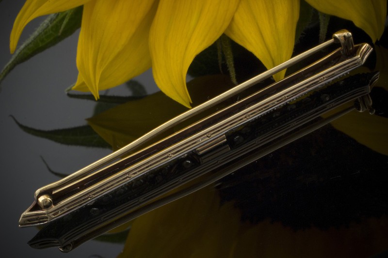 Brosche / Nadel Art déco mit Diamanten in 585er Gold Bicolor 