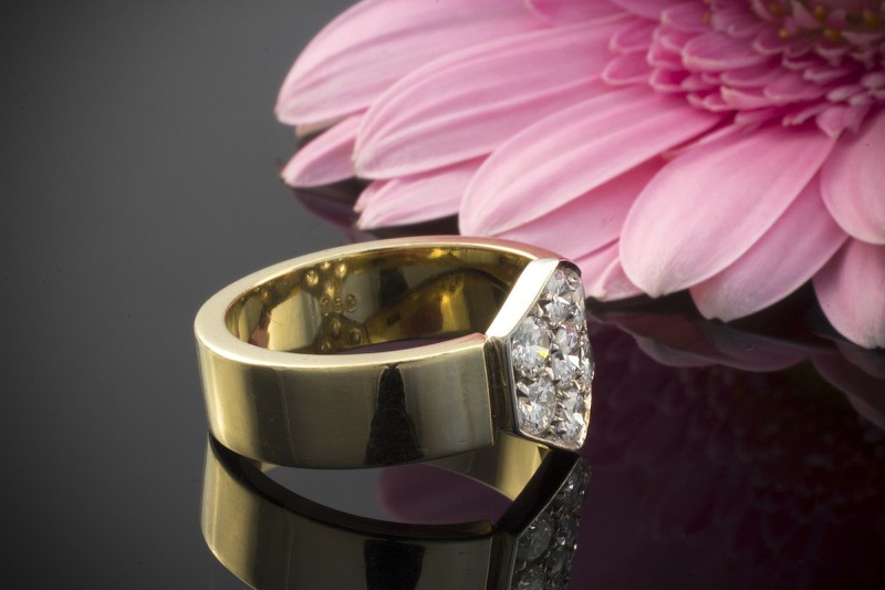 Ring mit Brillanten Feuriger Brillantring Bicolor 750er Gelbgold 