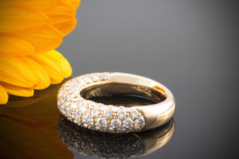 Meta Goffin BrillantRing Ring mit feurigen Brillanten in 750er Rotgold Gr 50 