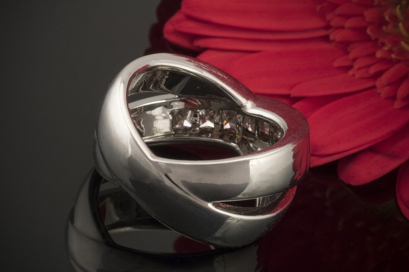 Doppelter Ring mit Carré Diamanten Modernes zeitloses Design in Weißgold 750 