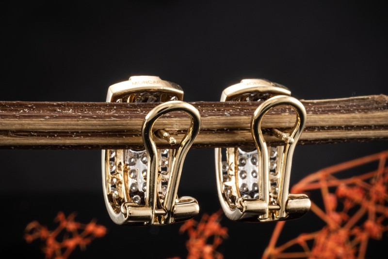 Moncara Ohrringe Halbcreolen mit Diamanten in 750er Gelbgold Weißgold 