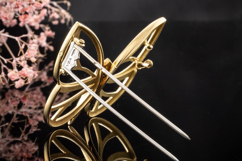 Van Cleef & Arpels Schmetterling Große Brosche Nadel Gelbgold Diamanten 