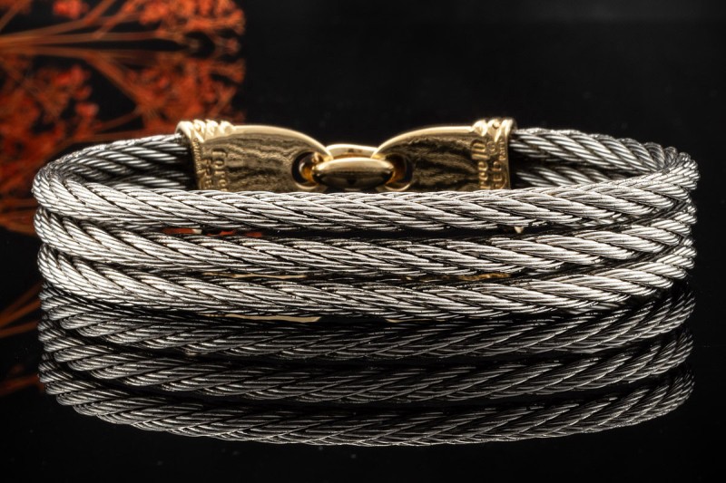 Fred Paris Armband Bracelet Force 10 Segelseil geflochten u Gelbgold 750 