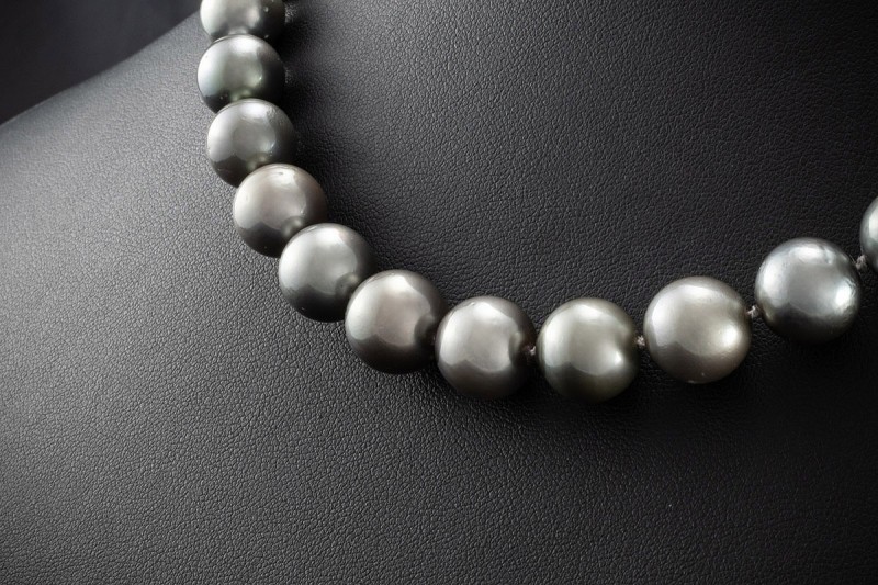 Tahiti Zuchtperlen Kette Perlenkette mit Wechselschließe in Gelbgold 585 