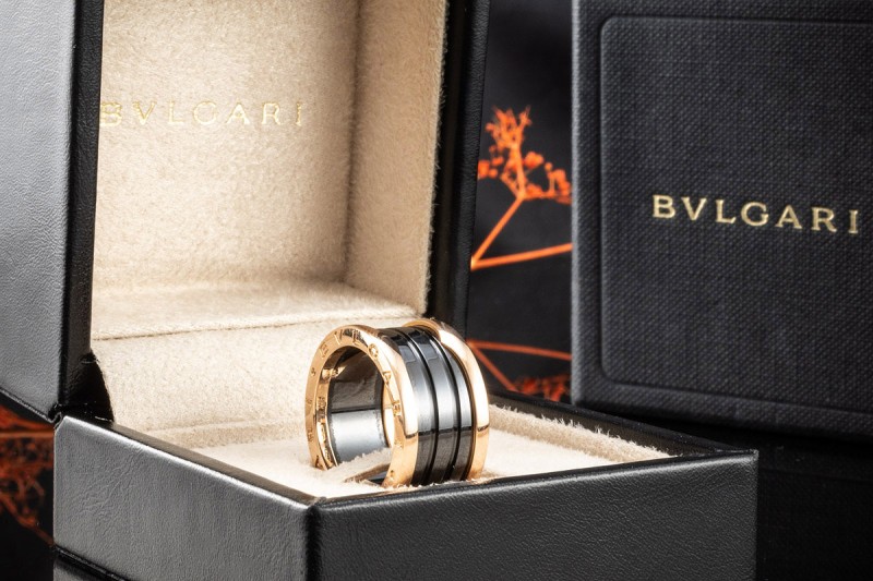 BVLGARI B.zero1 4-Band Ring Schwarze Keramik Roségold OVP 56 Bulgari 