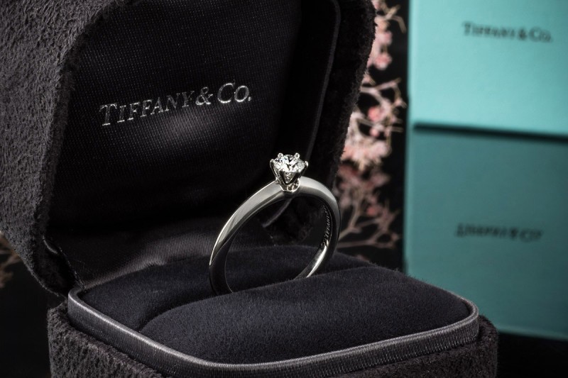 Tiffany & Co Solitär Ring Setting mit Diamant 0,24 Ct in Platin Full Set 