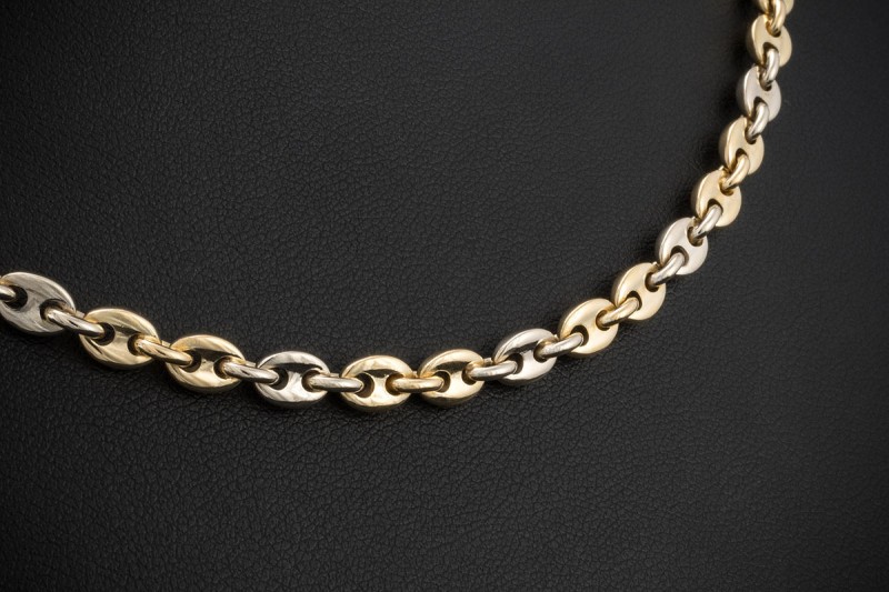 Cartier Collier Klassische Bohnenkette 45 cm in 750er Gelbgold Weißgold 