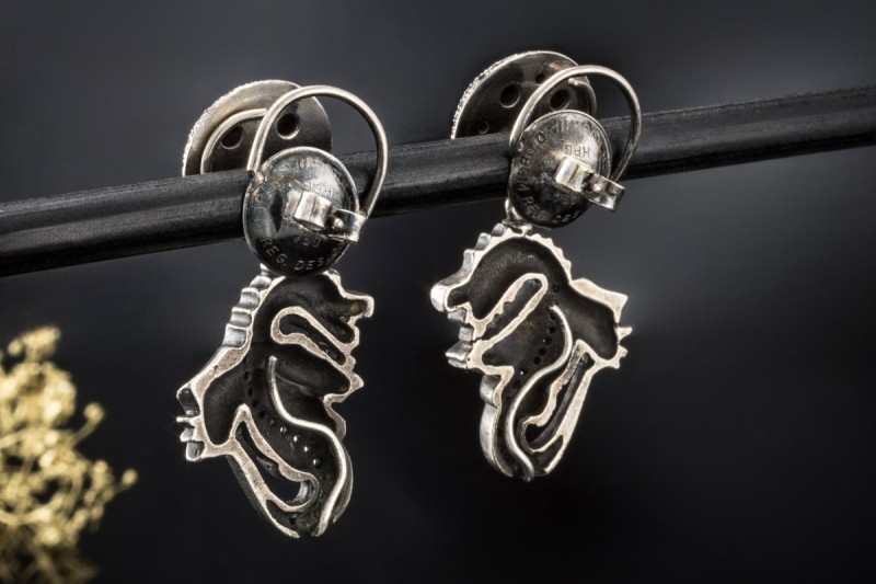 Buchwald Ohrringe Drache 2 in 1 mit Diamanten in Weißgold 750 Ohrstecker 