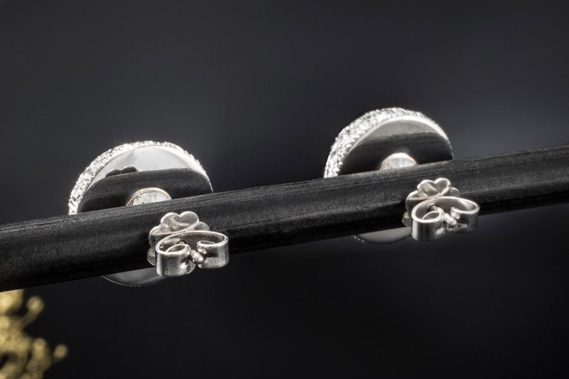 Ohrstecker Ohrringe Rund mit 146 Diamanten 3,07 Ct TW IF in Weißgold 750 