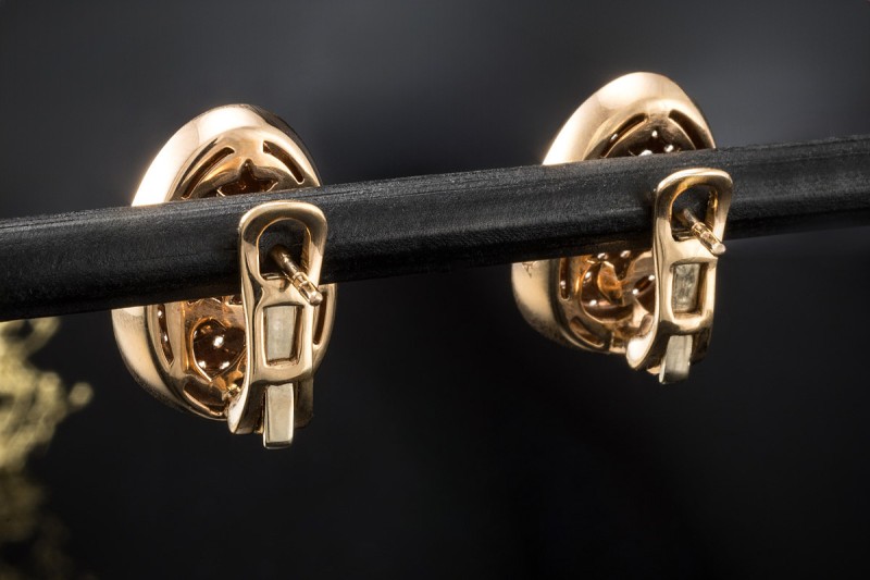 Al Coro Ohrringe Ohrstecker mit Clip Braune Diamanten in 750er Roségold 