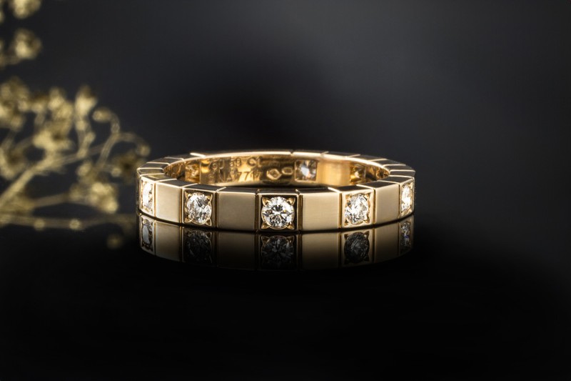 Cartier Lanières Ring Memoire 10 Diamanten Brillanten in 750er Gelbgold 