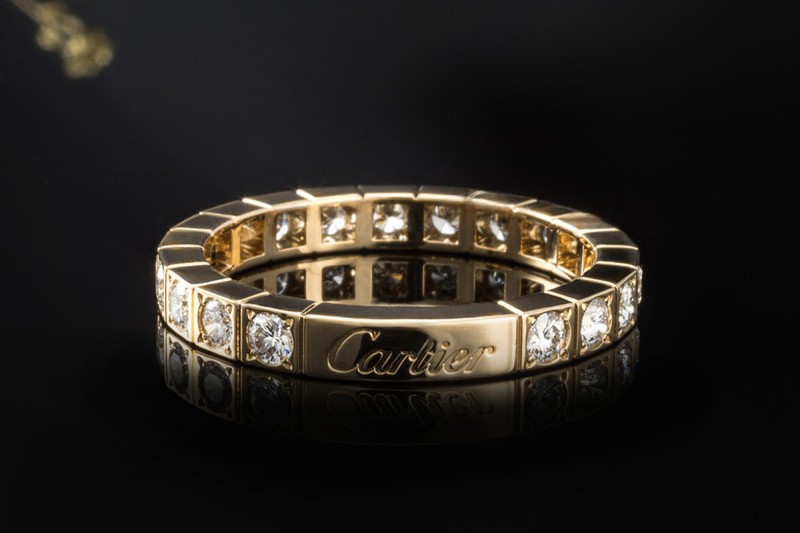 Cartier Lanières Ring Memoire mit Diamanten Brillanten in 750er Gelbgold 