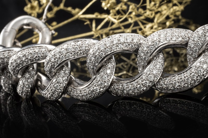 Armband mit 12,75 Ct Diamanten Panzerarmband massiv 139 Gr. Weißgold 750 