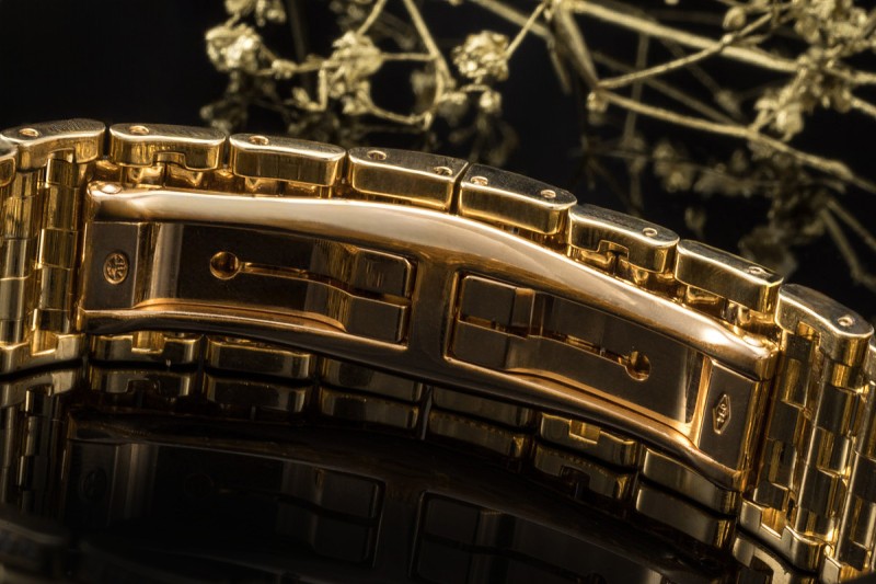 Massives Armband Breites Gliederarmband mit Diamanten in 750er Gelbgold 