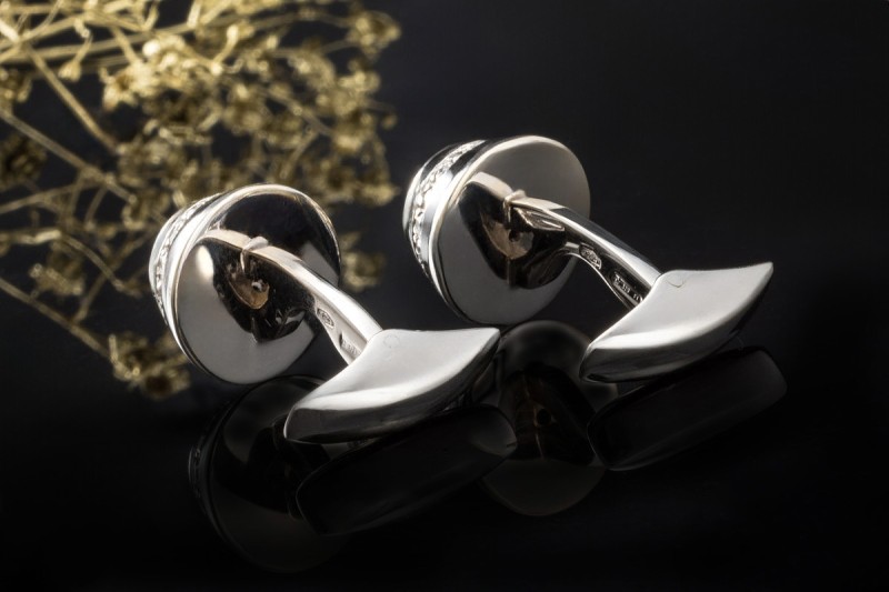 Manschettenknöpfe Belfiore Florenz mit Rubin und Diamanten Weißgold 750 