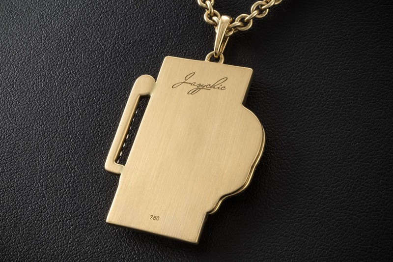 Jazychic Löwe Sternzeichen Anhänger Tsavorit Diamanten Gold Bicolor 750 