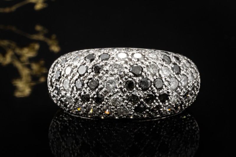 Cartier Ring Sauvage Métissage mit Diamanten Schwarz Weiß 750er Weißgold 