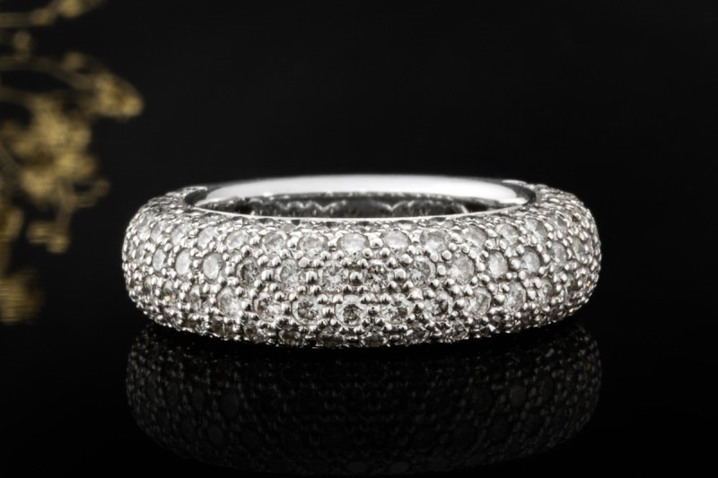 Al Coro Ring Bandring mit Diamanten 2/3 Memoire in 750er Weißgold Gr 56 