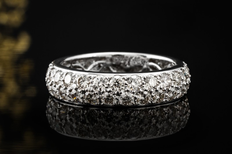 Moderner Memoire Designer Ring mit Diamanten in 750er Weißgold Größe 54 