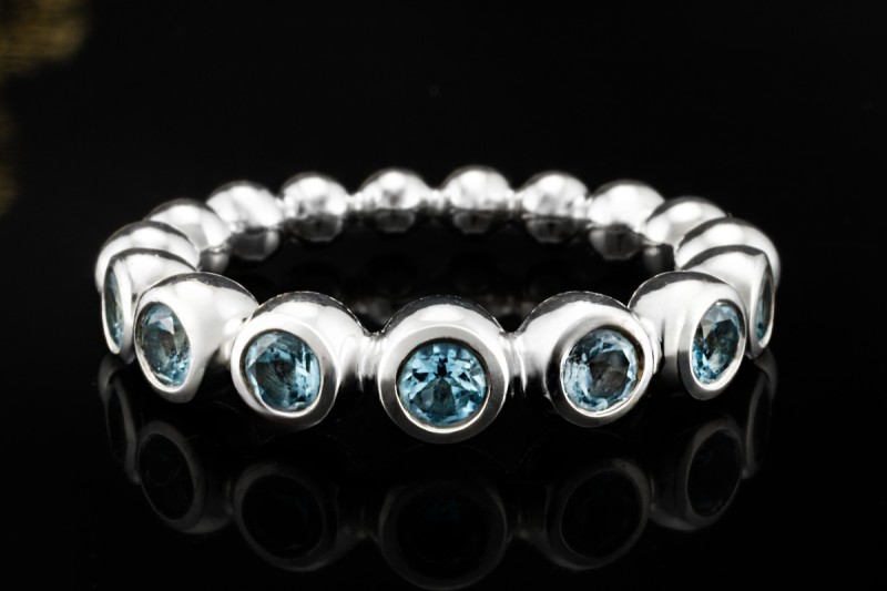 Wempe by Kim Ring Blu Candy mit Aquamarin Beaded Design in Weißgold 750 