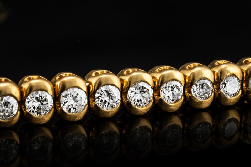 Klassisches Luxus Tennisarmband Armband 4,35 Ct. Diamanten Gelbgold 750 