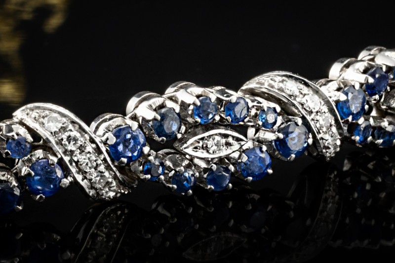 Saphir Armband Klassische Goldschmiedearbeit mit Diamanten Weißgold 750 