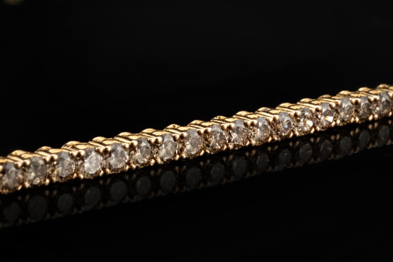 Elegantes Tennisarmband Armband mit Cognac Diamanten in 750er Roségold 