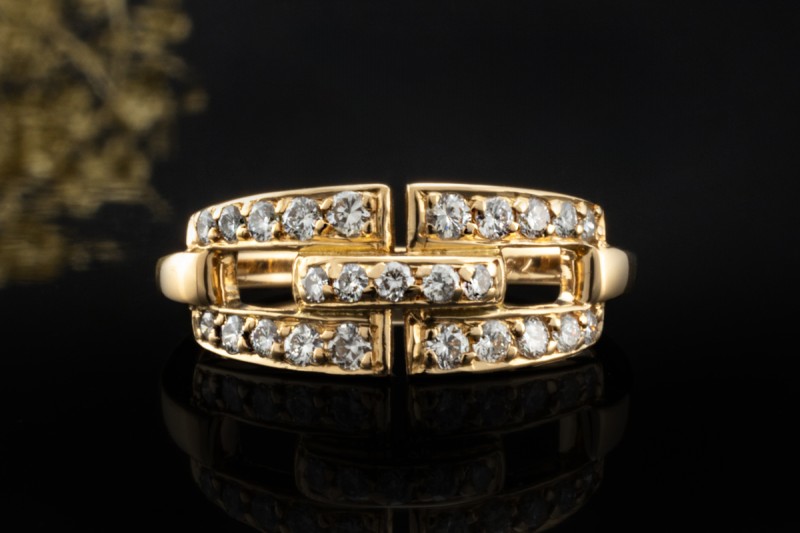 Cartier Ring Maillon Panthère Vintage Modell Diamanten in Gelbgold 750 