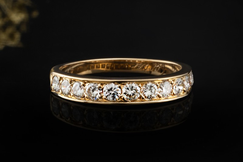 Cartier Vintage Allianz Ring mit Diamanten Halbmemoire in 750er Gelbgold 