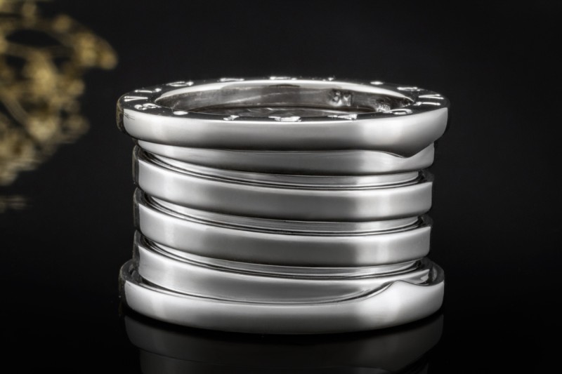 BVLGARI B.zero1 Ring 5-Band Modell Massiv in 750er Weißgold Größe 51 