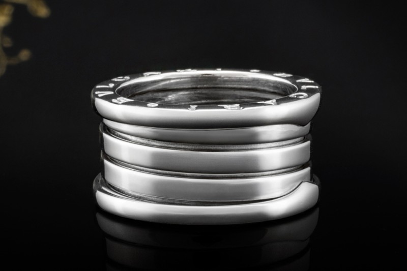 BVLGARI B.zero1 Ring 4-Band Modell Massiv in 750er Weißgold Größe 53 