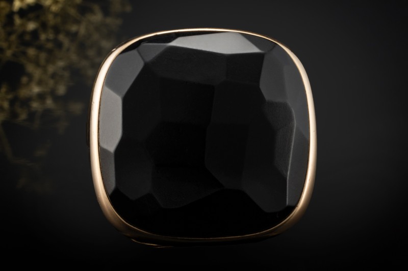 Pomellato Ring Victoria mit Jet Gagat Massiv in Roségold 750 Handarbeit 