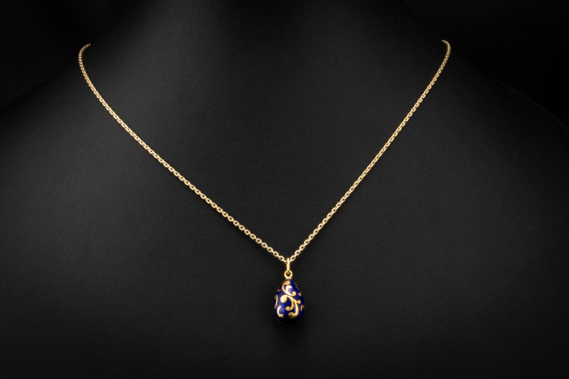 Fabergé Victor Mayer Ei Anhänger Emaille Blau 750er Gelbgold 165/1000 