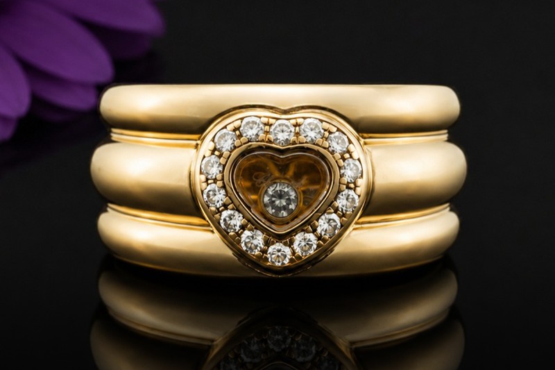 Chopard Happy Diamonds Vintage Ring Herz mit Diamanten in 750er Gelbgold 