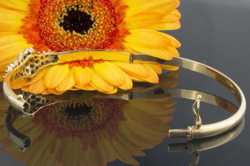 Armreif Armband mit 1 Carat Cognac Diamanten Brillanten in Gelbgold 585 